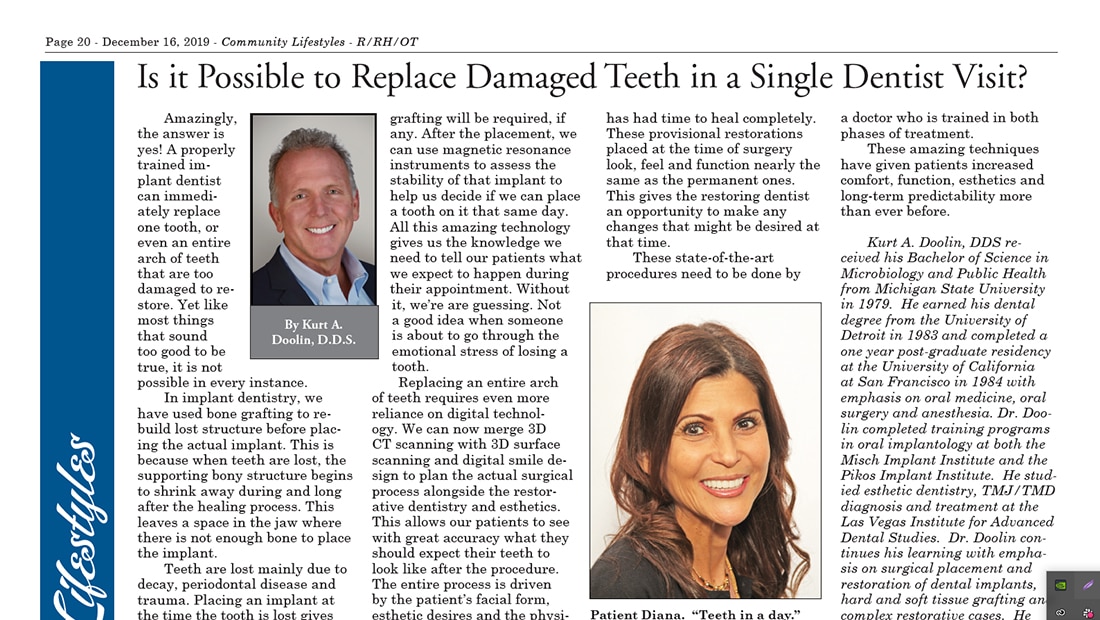 Newspaper article from September 2019 on headaches and TMJ pain by Dr. Haddad