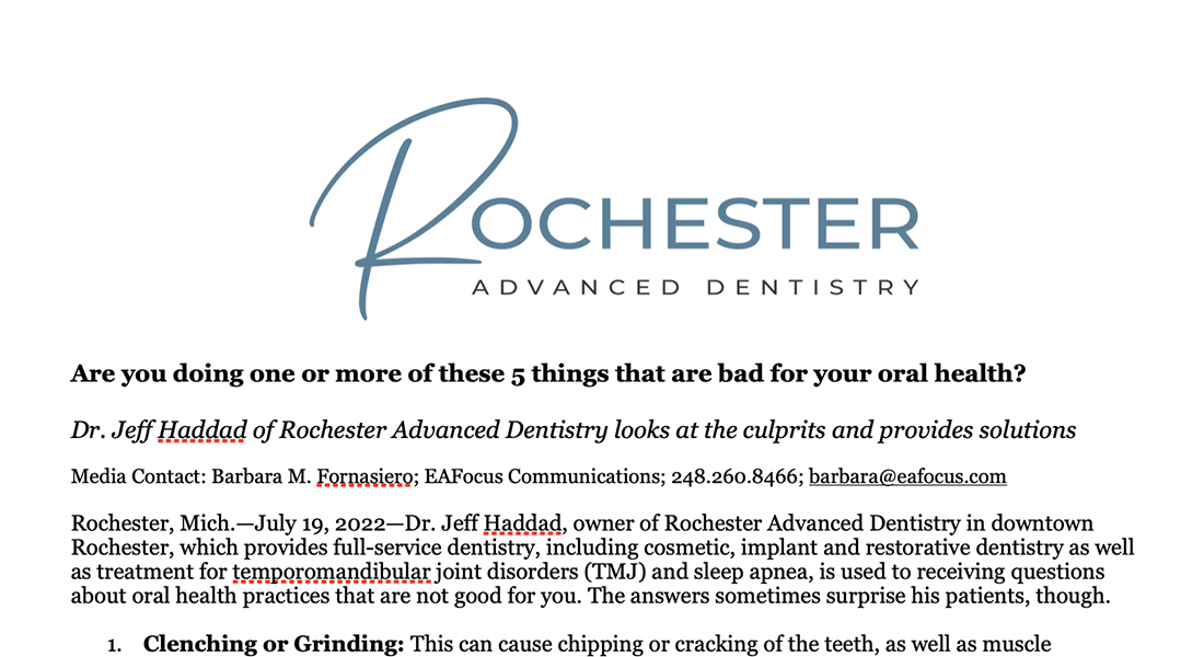 Jeff Haddad discusses 5 things bad for your oral health