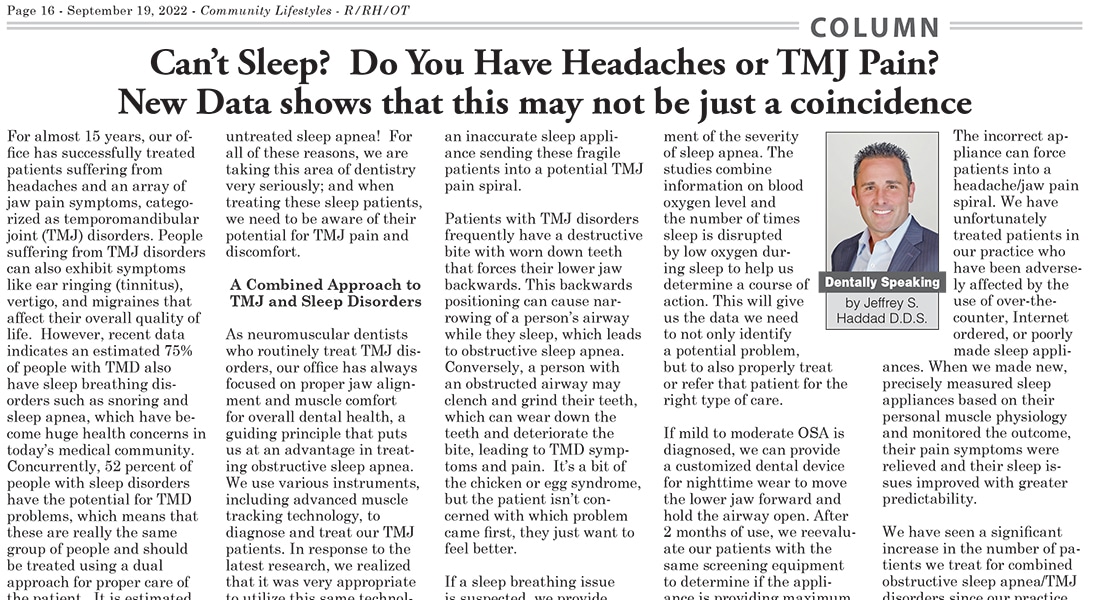 Can't Sleep? Do You Have Headaches or TMJ Pain?